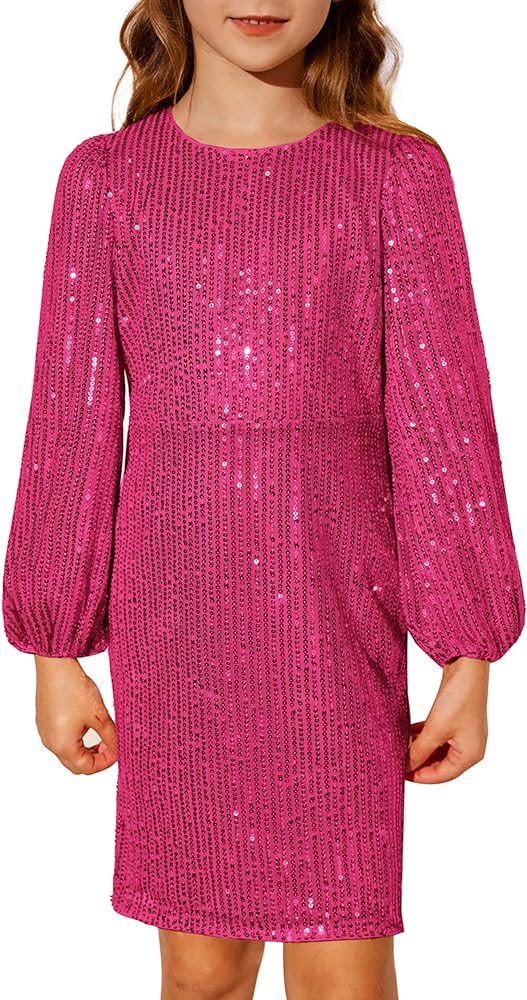 Photo 1 of GRACE KARIN Girls Sparkly Sequin Dress Long Sleeve Bodycon Fancy Party Dress 5-12Y