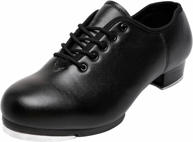 Photo 1 of Split Sole Jazz Tap Dance Shoe Black Leather Dance Shoe for Women Girls Adult
