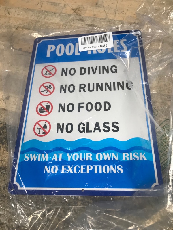 Photo 2 of TQYC Pool Rules Sign, No Diving No Running No Food No Glass, 2-Pack 14” x 10” Rust Free Aluminum Sign, UV Protected and Weatherproof, Durable Ink, Easy to Install