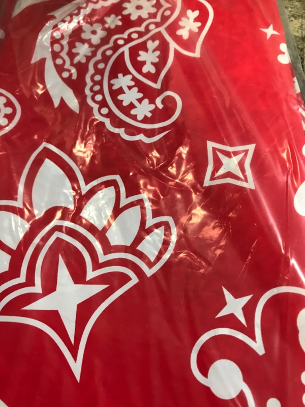 Photo 1 of 4 Pack Western Party Tablecloth Paisley Bandana Table Cover Plastic Rectangle Tablecloth for Western Cowboy Party Themed Party Decorations, 54 x 108 Inch (RED)