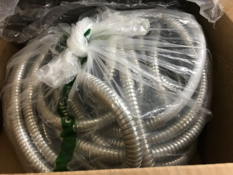 Photo 1 of 360Gadget Garden Hose Metal - 75ft Heavy Duty Stainless Steel Water Hose with 8 Function Sprayer & Metal Fittings, Flexible, Lightweight, No Kink, Puncture Proof Hose for Yard, Outdoors, Rv 75 Feet
