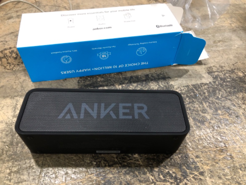 Photo 2 of Upgraded, Anker Soundcore Bluetooth Speaker with IPX5 Waterproof, Stereo Sound, 24H Playtime, Portable Wireless Speaker for iPhone, Samsung and More Black Speaker