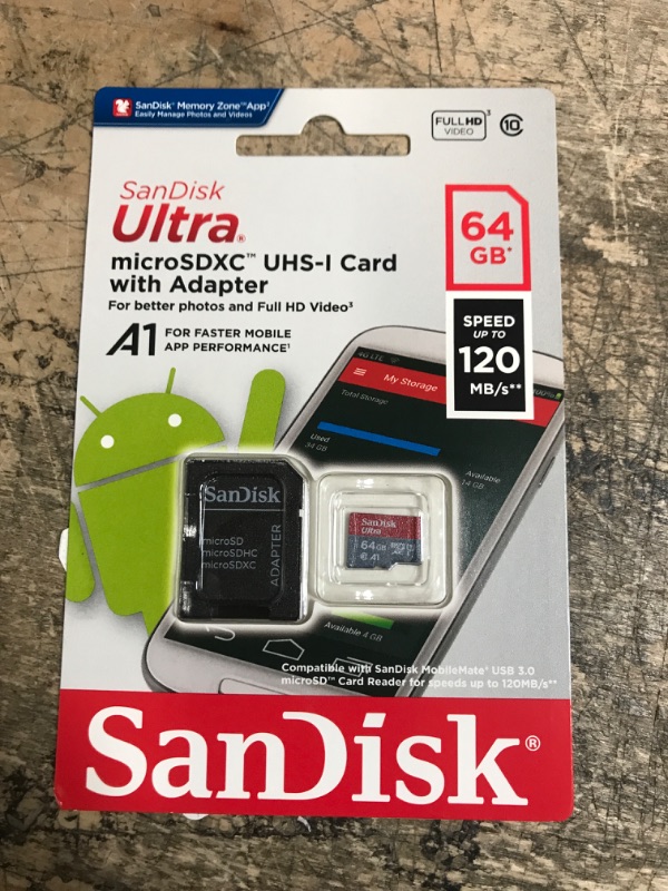 Photo 2 of SanDisk 64GB Ultra UHS-I microSDXC Memory Card