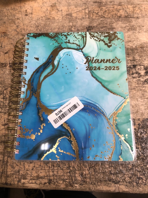 Photo 1 of Hardcover Planner 2024-2025 7.9" x 9.8", Large 18 Months Daily Weekly Monthly Planner Yearly Agenda July. 2024–Dec. 2025, Page Tabs, Separator Page, Pocket Folder, Bookmark, Sticky Note Set Blue