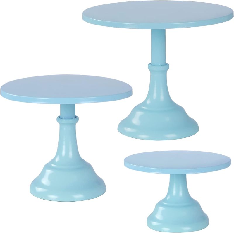 Photo 1 of 3 Piece Cake Stand, Cake Pop Stand with Durable & Stable Design, Tall Cake Stands for Dessert Table, Perfect Display for Wedding, Party, Birthday, Baby Shower (blue)