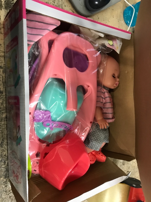 Photo 1 of Baby Doll Toys Set, 14" Doll Toys, 15Pcs Doll Care Toy Playset, Toddlers Toy Doll Set Incl Cradle Crib, High Chair, Milk Bottle, Pacifier, Diaper, Baby Toy Gift for Age 3 4 5 6+ Years Old Girls Boys E Doll Set:15PCS