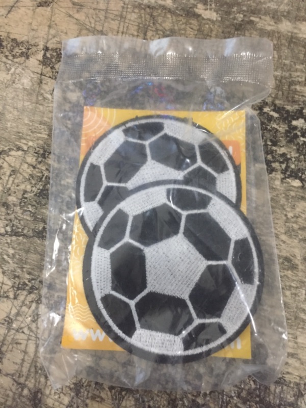 Photo 2 of *INCOMPLETE* Iron On Patches Premium Quality - Soccer Black Ball Patch Football Sports - Patch for Children's Clothes Kids - Iron On for Clothing Embroidered… Black Balls