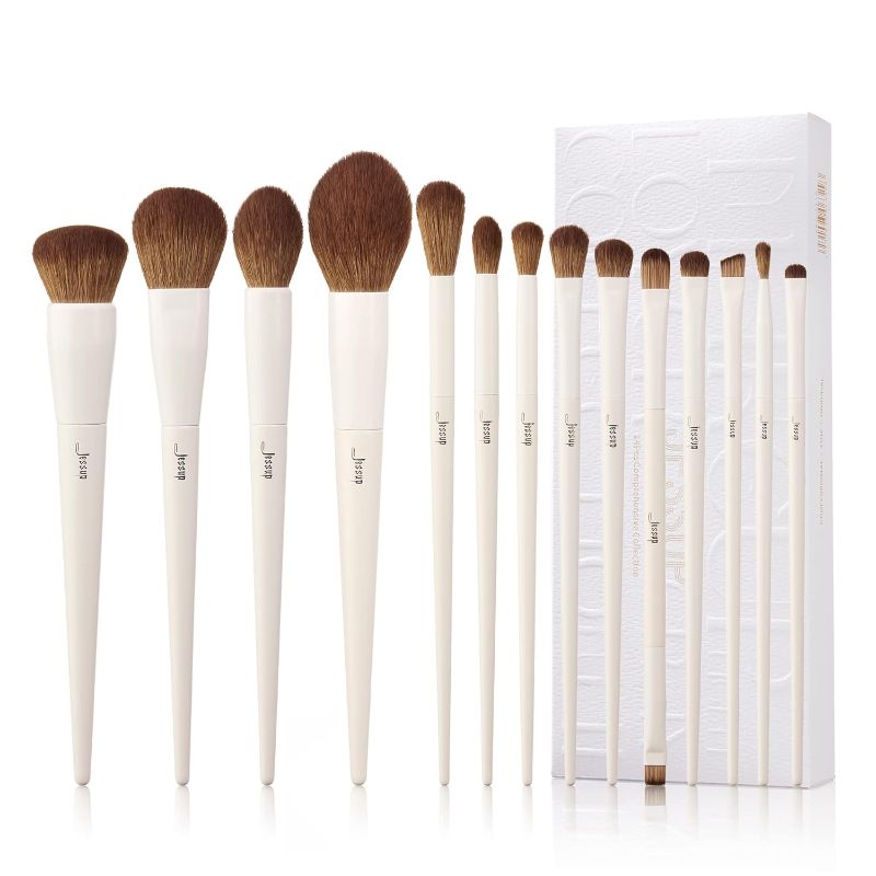 Photo 1 of Jessup Makeup Brushes 14Pcs Makeup Brush Set Premium Synthetic Powder Foundation Contour Blush Concealer Eye Shadow Blending Liner Make Up Brush Kit Light Grey T329
