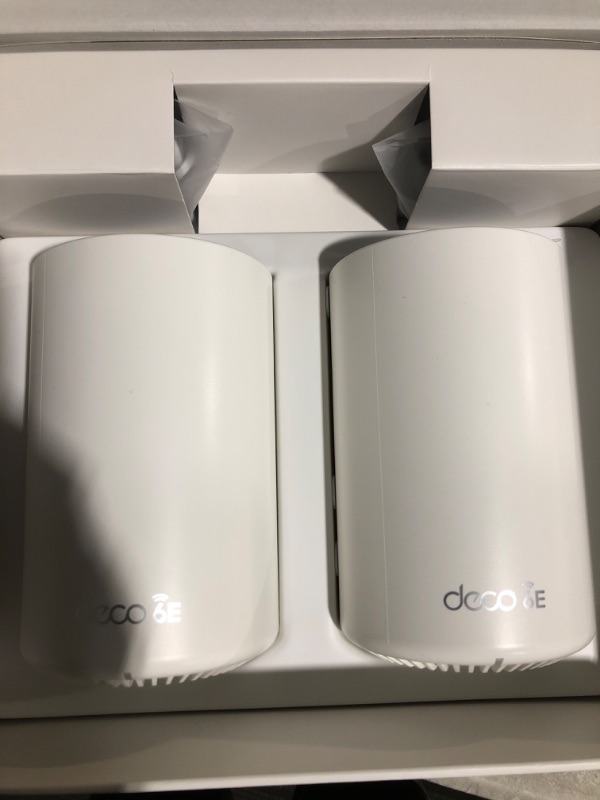 Photo 2 of TP-Link Deco AXE5400 Tri-Band WiFi 6E Mesh System(Deco XE75) - Covers up to 5500 Sq.Ft, Replaces WiFi Router and Extender, AI-Driven Mesh, New 6GHz Band, 2-Pack 2 Pack WiFi 6E, AXE5400