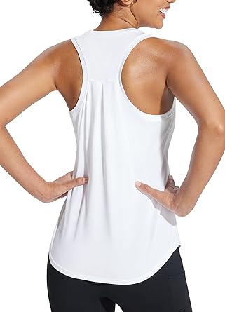 Photo 2 of BALEAF Workout Tank Tops for Women Sleeveless Running Loose Fit Yoga Tops Active Shirts Pickleball Sports Gym Exercise  BLACK/WHITE TRIM  SIZE 32
