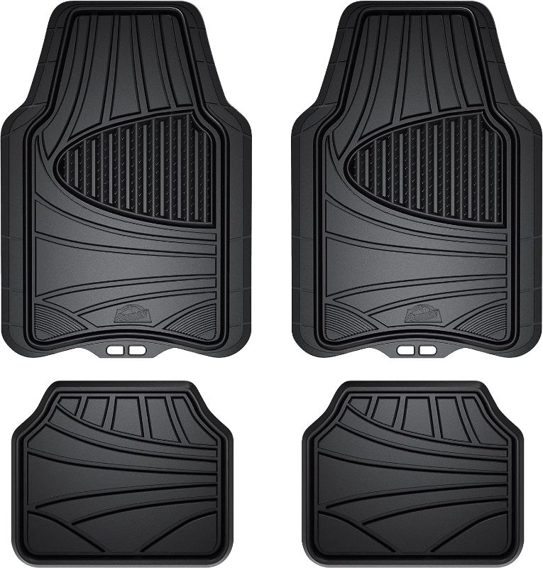 Photo 1 of Armor All® 4-Piece Rubber Floor Mats, All-Weather Protection, Universal, Trim to Fit Front, Back, Full Coverage Custom Fit Mats for Cars, Trucks, SUVs - (Black)
