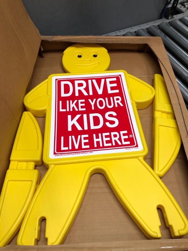 Photo 2 of Drive Like Your Kids Live Here Safety Kid Sign - Bright Yellow Highly Visible Double Sided, Durable Plastic, Slow Down Sign for Neighborhood Street, Caution Children at Play Warning