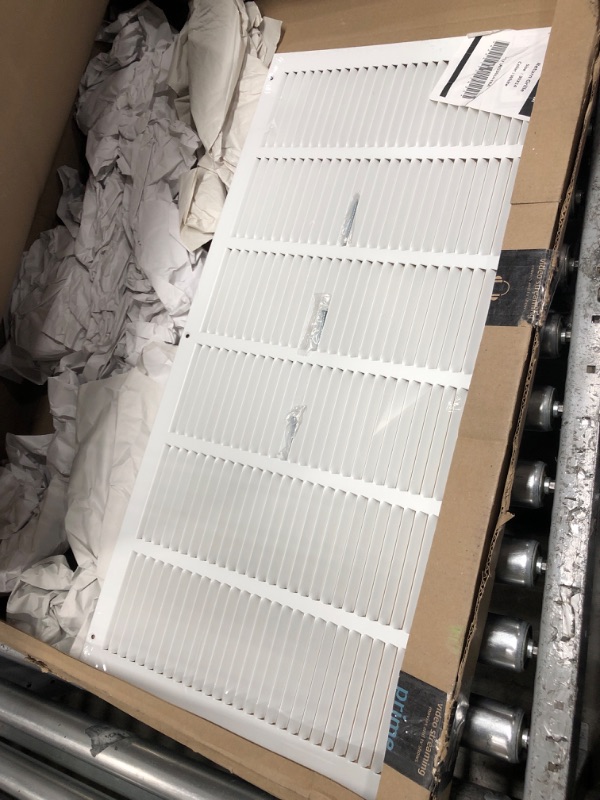 Photo 2 of 30"w X 14"h Steel Return Air Grilles - Sidewall and Ceiling - HVAC Duct Cover - White [Outer Dimensions: 31.75"w X 15.75"h] 30 X 14 White