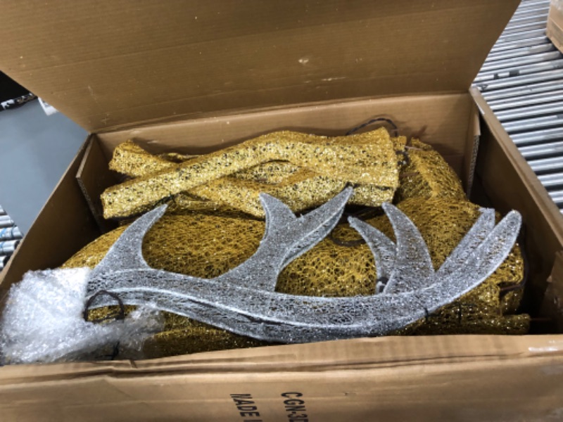 Photo 1 of Lulu Home Set of 3 Pre-lit Golden Reindeer with 210 LEDs Warm White Lights, 3D Light Up Glittered Standing Reindeer Family for Xmas Lighted Holiday Display Indoor Outdoor Golden - 3D Reindeer Family