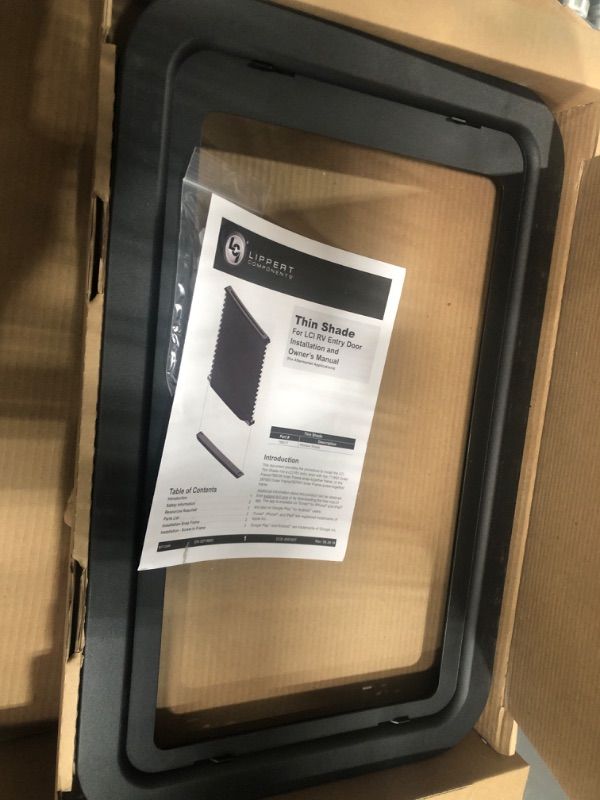 Photo 1 of Lippert Components 806621 Thin Shade Complete Window Kit for RV Entry Doors, Black