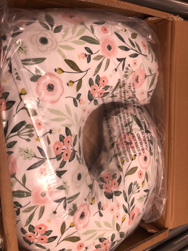 Photo 1 of Boppy Nursing Pillow and Positioner—Original | Pink Garden Flowers | Breastfeeding, Bottle Feeding, Baby Support | with Removable Cotton Blend Cover | Awake-Time Support , 20x16x5.5 Inch (Pack of 1)