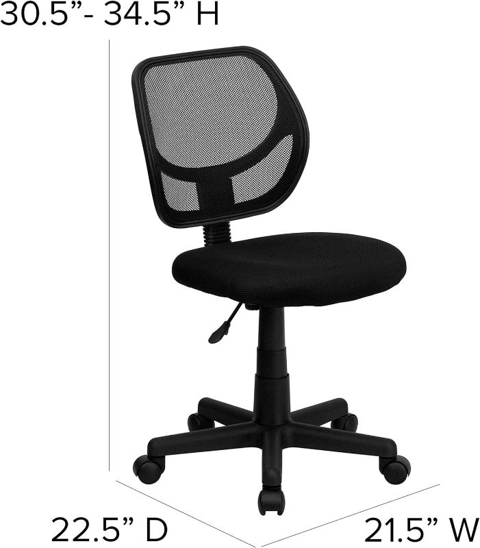 Photo 3 of (READ NOTES) Flash Furniture Neri Low Back Black Mesh Swivel Task Office Chair with Curved Square Back