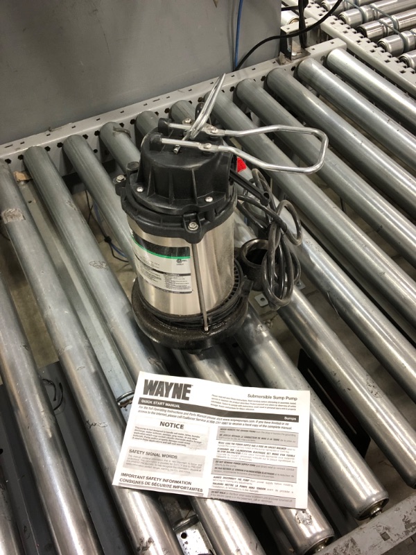 Photo 2 of ***HEAVILY USED AND DIRTY - UNABLE TO TEST***
Wayne Water Systems 1 HP Submersible Cast Iron Stainless Steel Sump Pump