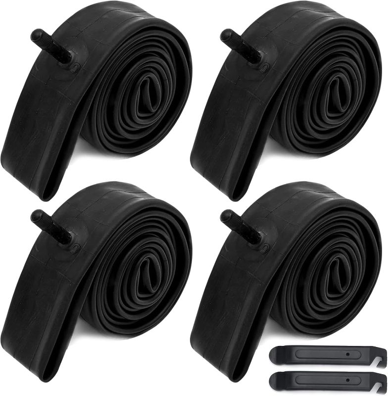 Photo 1 of 24" Bike Inner Tubes Fit 1.75/1.95/2.125 with Schrader Valve (4 Pack) - Compatible with Road and Mountain Bike Tires, with 2 Tire Levers