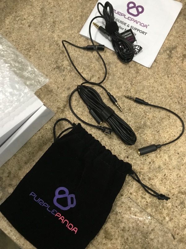 Photo 1 of Purple Panda Lavalier Lapel Microphone Kit - Clip-on Omnidirectional Condenser Lav Mic Compatible with iPhone, iPad, GoPro, DSLR, Zoom/Tascam Recorder, Samsung, Android, PS4