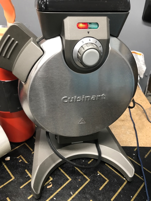 Photo 1 of Cuisinart Mini Belgian Waffle Maker, Vertical Mini Waffle Iron, Silver, WAF-V100 Vertical Waffle Silver