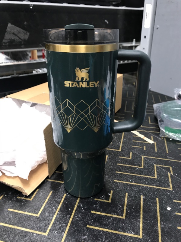 Photo 2 of Stanley Quencher H2.0 FlowState Stainless Steel Vacuum Insulated Tumbler with Lid and Straw for Water, Iced Tea or Coffee 40 oz Forrest Gloss Deco