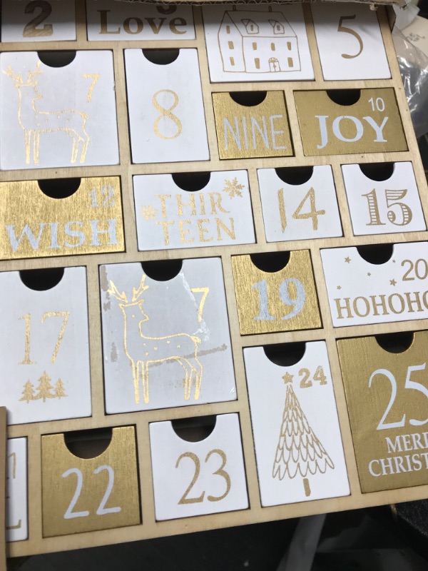 Photo 1 of Juegoal Advent Calendar with 25 Drawers Countdown to Christmas, Refillable Wooden Advent Xmas Gift for Kids, 12 Inches Tall
