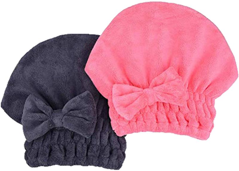 Photo 1 of 
MAYOUTH Microfiber Hair Drying Towels Head wrap with Bow-Knot Shower Cap Hair Turban hairWrap Bath Cap for Curly Long & Wet Hair Gift for Women 2pack
