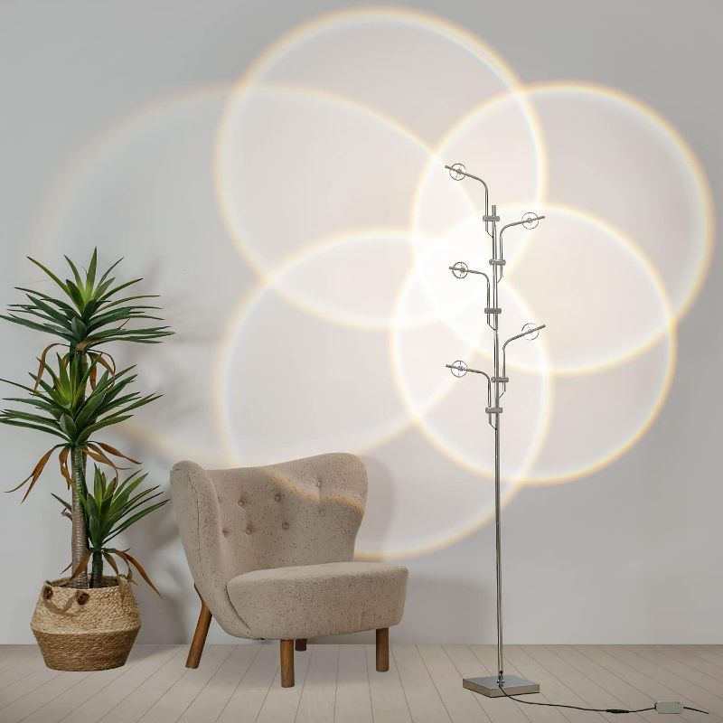 Photo 1 of (READ NOTES) KITVONA Mid Century Modern Floor Lamp for Living Room, Industrial Standing Lamp for Bedroom, Boho Ambient Lighting, Cool Mood Lighting with 5 Light Spot, Natural Light with 7 RGB Color Filter