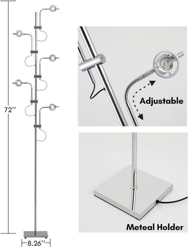 Photo 1 of (READ NOTES) KITVONA Mid Century Modern Floor Lamp for Living Room, Industrial Standing Lamp for Bedroom, Boho Ambient Lighting, Cool Mood Lighting with 5 Light Spot, Natural Light with 7 RGB Color Filter