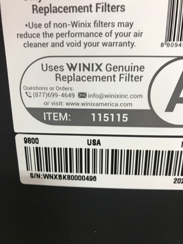 Photo 2 of (PARTS ONLY)Winix 9800 4-Stage True Hepa Air Purifier with WiFi and PlasmaWave, 500 Sq Ft