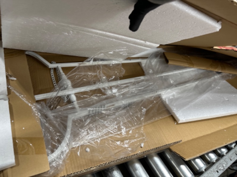 Photo 1 of Deco 79 Metal Scroll Large Free Standing Adjustable Display Stand Easel with Chain Support, 20" x 27" x 61", White White 20" x 27" x 61"