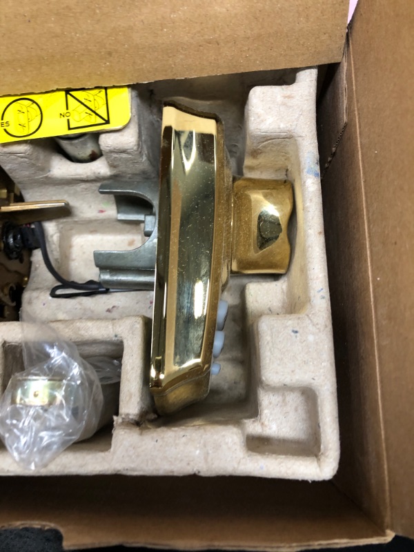 Photo 4 of Schlage BE365 CAM 505 Camelot Keypad Deadbolt, Electronic Keyless Entry Lock, Bright Brass Bright Brass Camelot