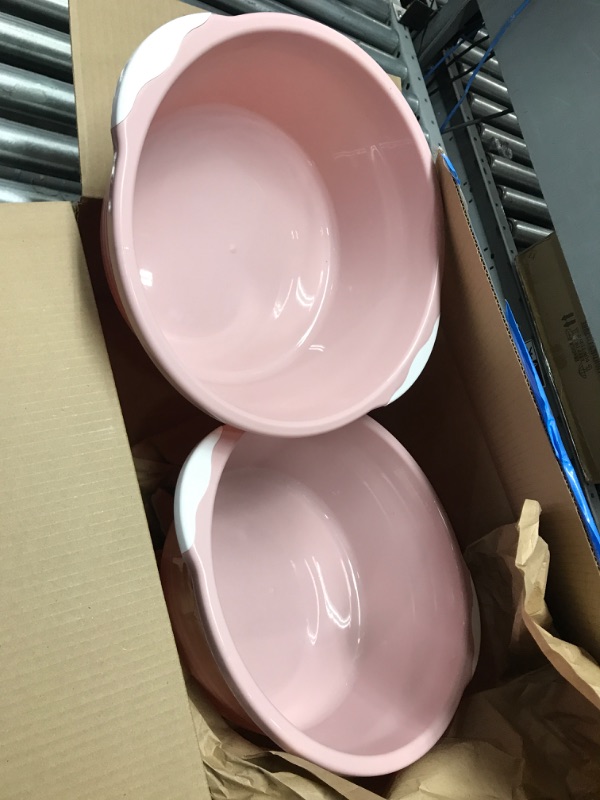 Photo 2 of Alipis Bucket Classical Wash Basin 2pcs Wash Size Foot Household Plastic Home Bathroom Basin Simple Medium Washing Basins Foot Soak Tub Pink 34.5*28.5cm