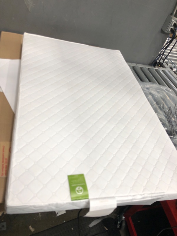 Photo 1 of Dream On Me Holly 3” Fiber Portable, Greenguard Gold Certified, Waterproof Vinyl Cover, Lightweight Mini Crib Mattress, White