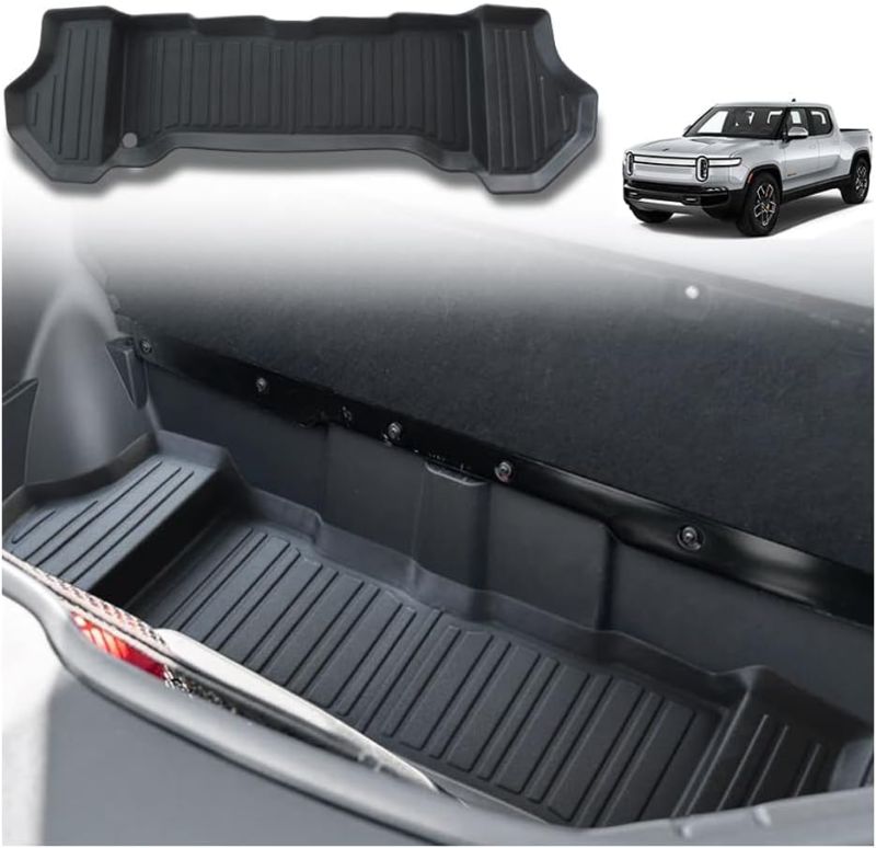 Photo 1 of BestEvMod for Rivian R1T R1S All-Weather Front Trunk Mat TPE Material Rubber Cargo Liner Compatible with Rivian R1T R1S 2022 2023 Accessories (Lower Layer)
