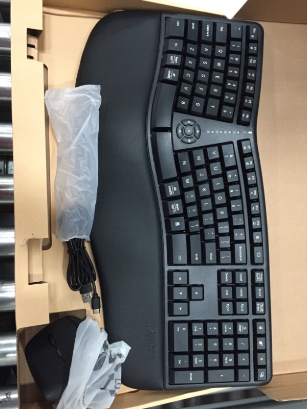 Photo 3 of 
MEETION Ergonomic Wireless Keyboard and Mouse, Ergo Keyboard with Vertical Mouse, Split Keyboard with Cushioned Wrist, Palm Rest, Natural Typing, Rechargeable, Full Size, Windows/Mac/Computer/Laptop
