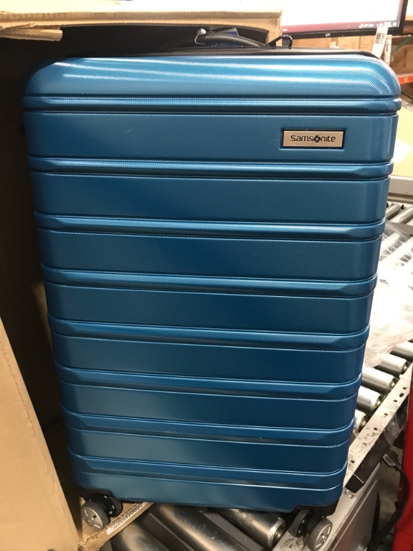 Photo 2 of Samsonite Omni 2 Hardside Expandable Luggage with Spinners | Caribbean Blue | Medium Checked-Medium 24-Inch Caribbean Blue