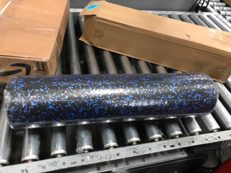 Photo 1 of Amazon Basics High-Density Round Foam Roller for Exercise, Massage, Muscle Recovery - 12", 18", 24", 36" Blue Speckled 24-Inch Roller