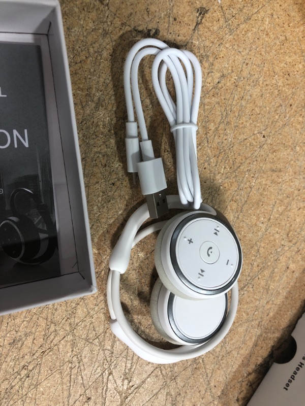 Photo 2 of Small Bluetooth Headphones Wrap Around Head - Sports Wireless Headset with Built in Microphone and Crystal-Clear Sound, Foldable and Carried in The Purse, and 12-Hour Battery Life, White