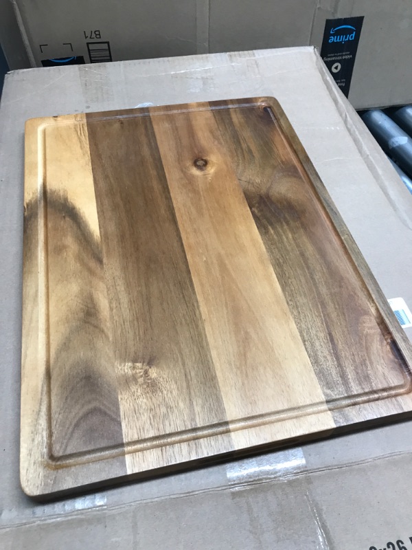 Photo 2 of Wood Cutting Boards for Kitchen, Extra Large Charcuterie boards,Reversible Wooden Chopping Board With Juice Grooves and Handles,Ideal for Chopping Meat, Vegetables, Fruits, Bread, Cheese, 20 * 15" X-Large