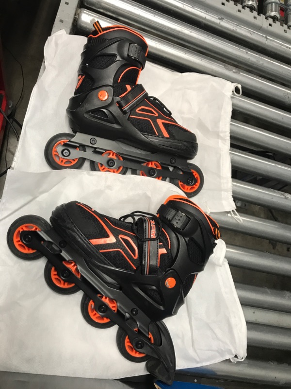 Photo 2 of 2PM SPORTS Torinx Orange/Red/Green Black Boys Adjustable Inline Skates, Fun Roller Blades for Kids, Beginner Roller Skates for Girls, Men and Ladies Orange Large - Youth (4-7 US)