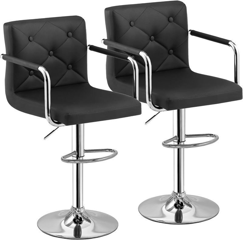 Photo 1 of [READ NOTES]
VECELO Bar Stools, Adjustable Bar Stools Set of 2,Swivel PU Leather Counter Height Barstool with Back and Arms for Kitchen/Island, Black
