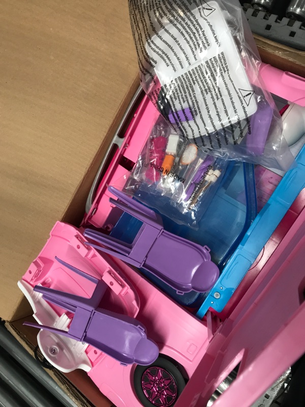 Photo 1 of Barbie Camper Playset With Barbie Accessories, Pool And Furniture, Rolling Vehicle With Campsite Transformation??? [Amazon Exclusive]
