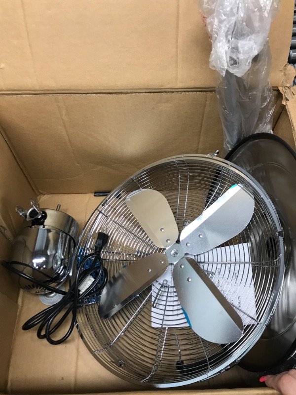 Photo 2 of **NON REFUNDABLE NO RETURNS SOLD AS IS**
**PARTS ONLY** 16" High Velocity Stand Fan, Adjustable Heights, 75°Oscillating, Low Noise, Quality Made Fan with 3 Settings Speeds, Metal for Industrial, Commercial, Residential, Color: Chrome