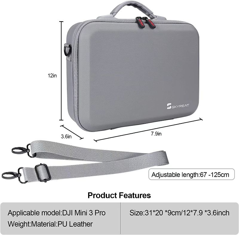 Photo 1 of Mini 3 / Mini 3 Pro RC Case, Portable PU Leather Storage Shoulder Bag for DJI Mini 3 Pro (CASE ONLY)