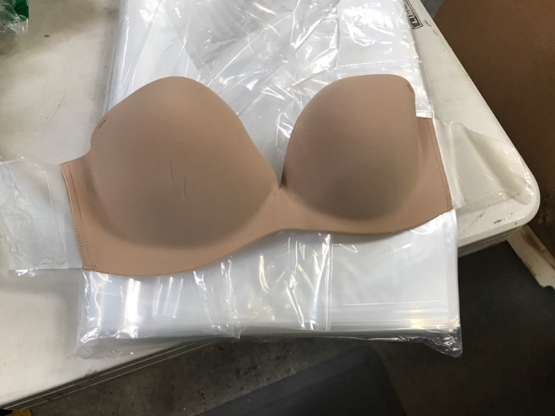 Photo 2 of JUST BEHAVIOR Strapless Backless Sticky Invisible Push-up Self Adhesive Bras for Women SIZE DD Clear Wing Beige