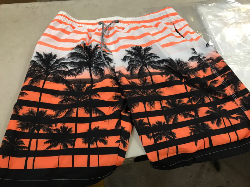 Photo 1 of  Mens Swim Trunks with Compression Liner 5.5" Inseam Quick Dry Bathing Suit Lightweight Swimming Shorts Multi Palm Trees SIZE Large