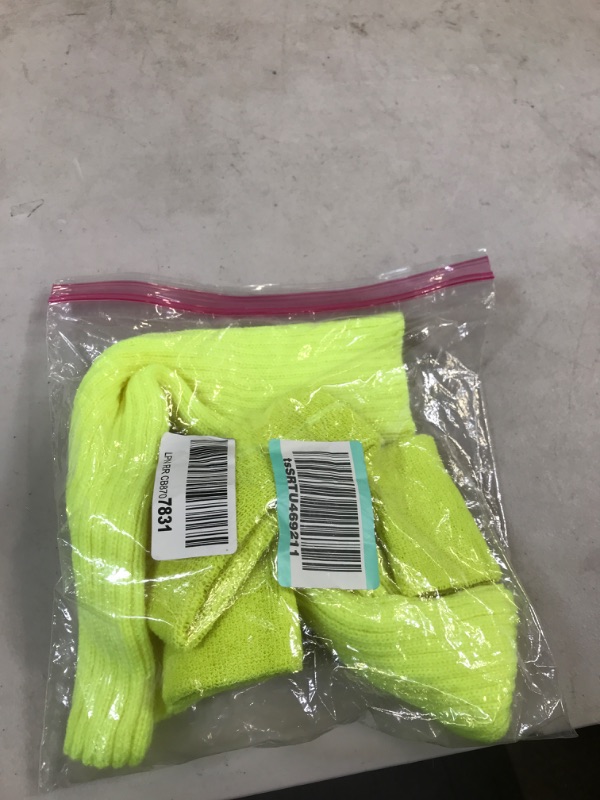 Photo 1 of 80s Leg Warmers Set for Women Neon Workout Outfit 80s Costumes Accessories Leg Warmers Running Headband Wristbands for Girls Fluorescent Yellow