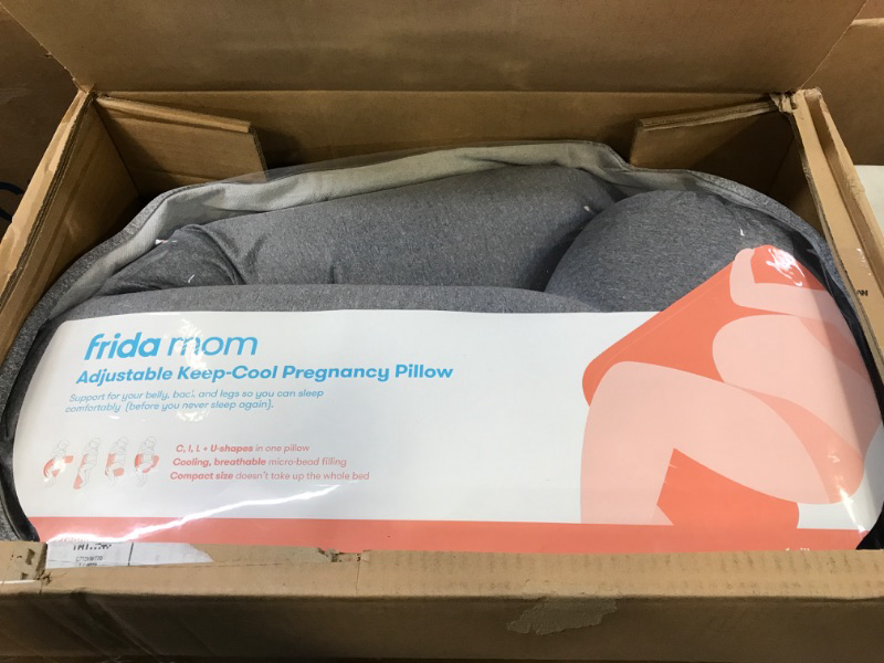 Photo 2 of Frida Mom Adjustable Keep-Cool Pregnancy Pillow | Support for Belly, Hips + Legs for Pregnant Women | Breathable + Cooling Grey Fabric